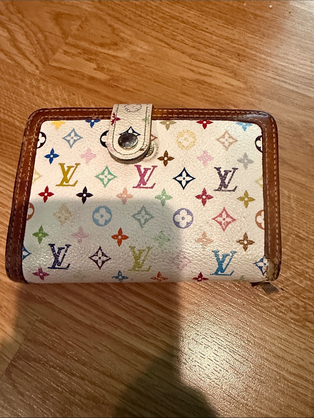 Louis Vuitton Monogram Multicolore Viennois Wallet with Murakami Design in White